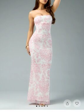 Windsor Strapless Pink Lace Column Gown